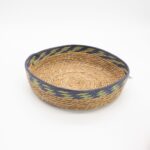 Straw & Seagrass Tray Baskets - Natural Green & Blue- Set of 3 - Image 3