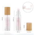 Gemstone Essential Oil Roller Bottle - Rose Quartz  - Wooden Cap + Gemstone Roller Tip for 5ml Bottle - Rose Quartz - Image 3