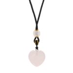 Cord Necklace Gemstone Pendant - Rose Quartz Heart