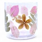 Natural Floral Glass - Straight Candle Holder - Primavera -  (8x8cm) - Image 2