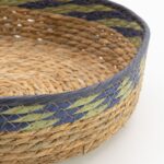 Straw & Seagrass Tray Baskets - Natural Green & Blue- Set of 3 - Image 5