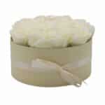 Soap Flower Gift Bouquet - 14 Cream Roses - Round - Image 3