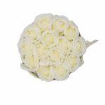 Soap Flower Gift Bouquet - 14 Cream Roses - Round - Image 7