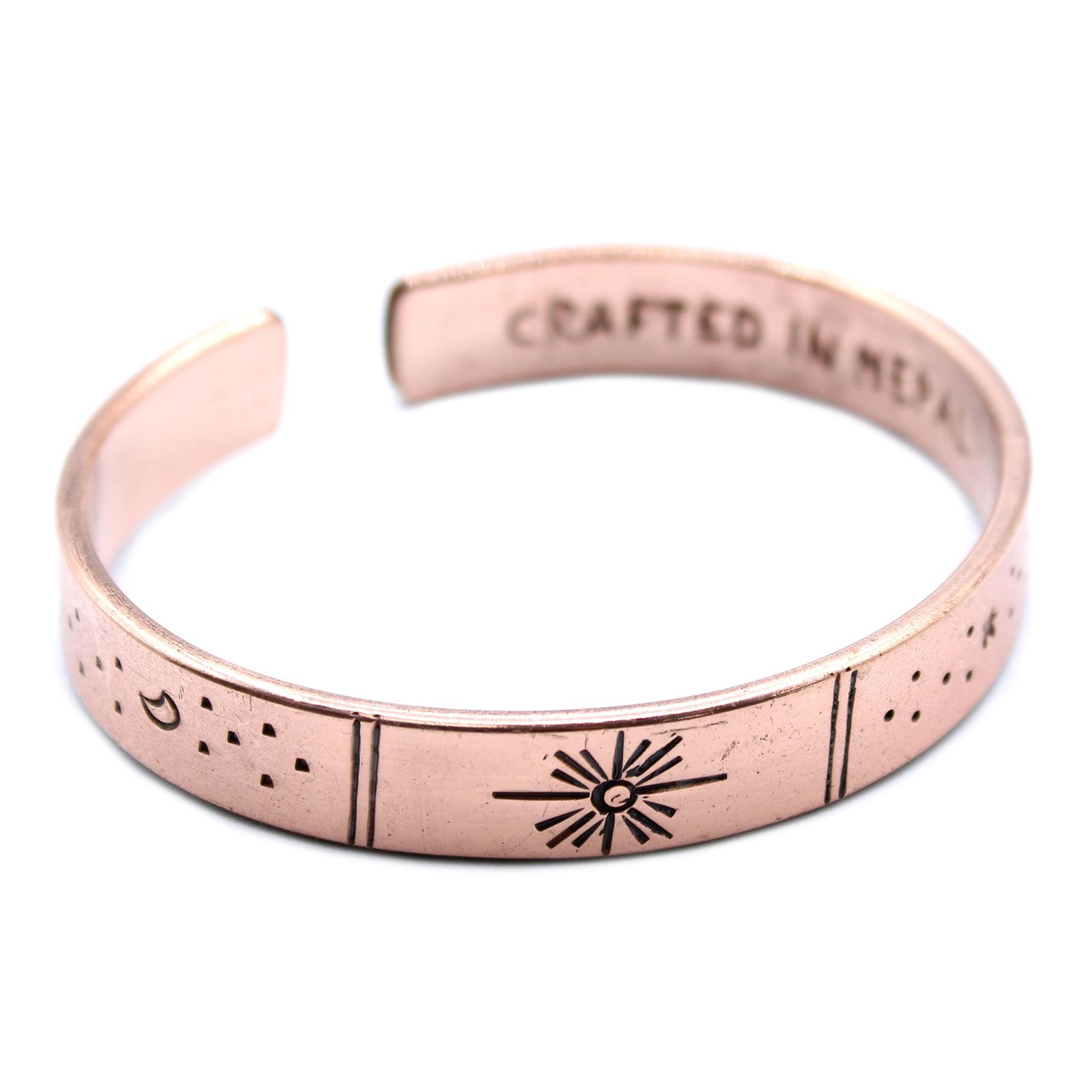 bG9jYWw6Ly9tZWRpYS85Ry9BQy82MFIzMEMxRzZSUjNBQzlHLzY1Y2U0YjYzLmpwZWc Inspiration Bracelet - Copper Snrise, Galaxy, Stars, Earth - Image 1
