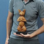 Handcarved Yoga Cat - Lotus - Image 2