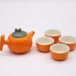 Herbal Orange Teapot Set - Pot & Four Cups - Image 4