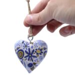 Large Decor Wood Hearts -  Blue Floral - Image 4
