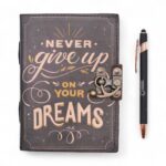 Leather Printed Notebook – Never Give Up On Your Dreams -  17.8×12.7 cm - Image 8