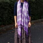 Boho Java Art Stole/Scarf - Lavender Stripes & Motiff - 62x200cm - Image 4