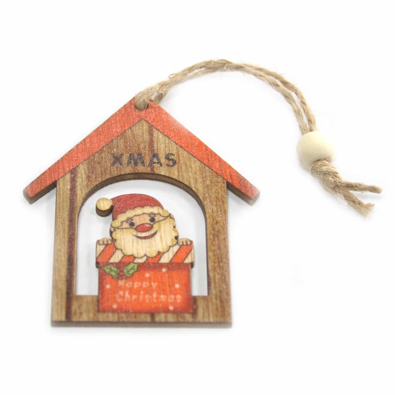 bG9jYWw6Ly9tZWRpYS85Ti9HRS82MFIzMEMxRzZHV0tHRTlOL2ZmMzEzMTIxLmpwZWc Pack of 2 Christmas Wooden Craft Decoration - Xmas Santa Gift - Image 1