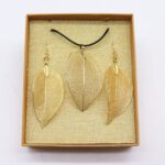 Necklace & Earring Set - Bravery Leaf - Gold - Image 4