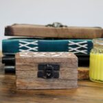 White Washed Wooden Box - 3x1.5 Pill Box Aztec Design - Image 4