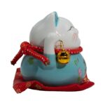Ceramic Money Cat Bank - Blue on Cushion - Image 3