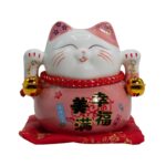 Ceramic Money Cat Bank - Pink on Cushion - Image 2