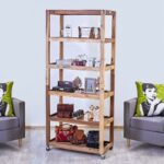 Six Shelf Display with Casters - Recycled Wood 180x180x40cm - Image 3