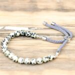 925 Silver Plated Gemstone Charcoal String Bracelet - Dalmation Jasper - Image 3