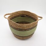 Cotton & Seagrass Large Baskets - Natural Black & Green- Set of 3 - Image 2