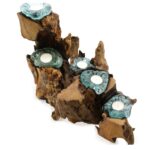 Molton Glass Five Candle Holder on Wood - Image 6