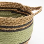 Cotton & Seagrass Large Baskets - Natural Black & Green- Set of 3 - Image 5