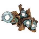 Molton Glass Five Candle Holder on Wood - Image 7
