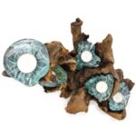 Molton Glass Five Candle Holder on Wood - Image 8
