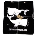 Lrg Black 8oz Cotton Bag 38x42cm - WHALES - WHITE - Image 2