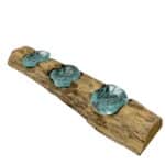 Molton Glass Flat Triple Candle Holder on Wood - Image 4