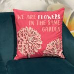 Printed Cotton Cushion Cover - We are Flowers - Pink - Image 12