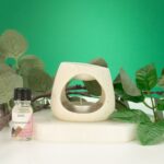 Ceramic Zen Oil Burner - Round Pebble - Speckled Off-White - Image 2