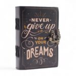Leather Printed Notebook – Never Give Up On Your Dreams -  17.8×12.7 cm - Image 2