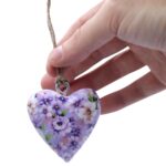 Large Decor Wood Hearts -  Purple Flower - Image 2