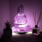 Meditation Buddha Lamp Lavender Crackle - Oval Stand - Image 3