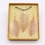 Necklace & Earring Set - Bravery Leaf - Pink Gold - Image 4