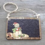 Pack of 2 Christmas Wooden Craft Decoration - Snowman - Image 2