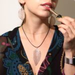 Necklace & Earring Set - Bravery Leaf - Pink Gold - Image 5