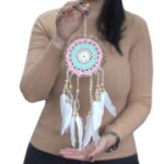 Pastel Pink Macramé Dream Catcher 12cm (asst colours) - Image 2