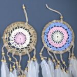 Pastel Pink Macramé Dream Catcher 12cm (asst colours) - Image 3