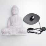 Meditation Buddha Lamp Lavender Crackle - Oval Stand - Image 6