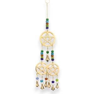 Indian Chimes - Brass Tri-Pentagram  - 7 Bells - 9.5x32cm