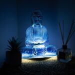 Meditation Buddha Lamp Sky Blue - Oval Stand - Image 3