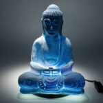 Meditation Buddha Lamp Sky Blue - Oval Stand - Image 4