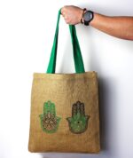 Large Jute Tote Bag Mystic Designs - Hamsa - Image 5