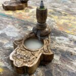 Sm Mango Wood Backflow Burner - Hamsa - Image 6