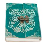 Leather Green Peace with Lock Notebook (18x13 cm) - Image 3