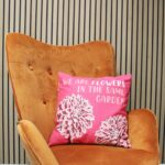 Printed Cotton Cushion Cover - We are Flowers - Pink - Image 2