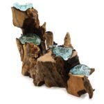 Molton Glass Five Candle Holder on Wood - Image 2