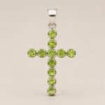 Indian Devotional Pendant - Silver Plated (45cm Chain)- Peridot Crucifix - Image 5