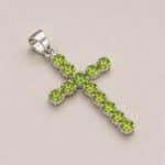 Indian Devotional Pendant - Silver Plated (45cm Chain)- Peridot Crucifix - Image 6