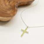 Indian Devotional Pendant - Silver Plated (45cm Chain)- Peridot Crucifix - Image 2