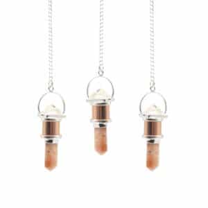 The Moon Chamber- Combo Piece Copper Pendulum -  Clear Quartz & Sunstone
